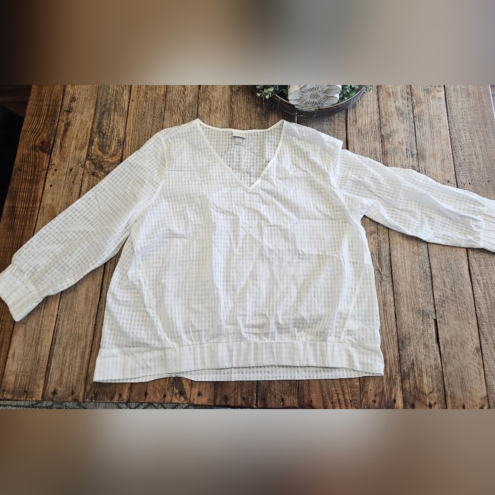 EUC - A New Day White V-Neck Blouse - XL